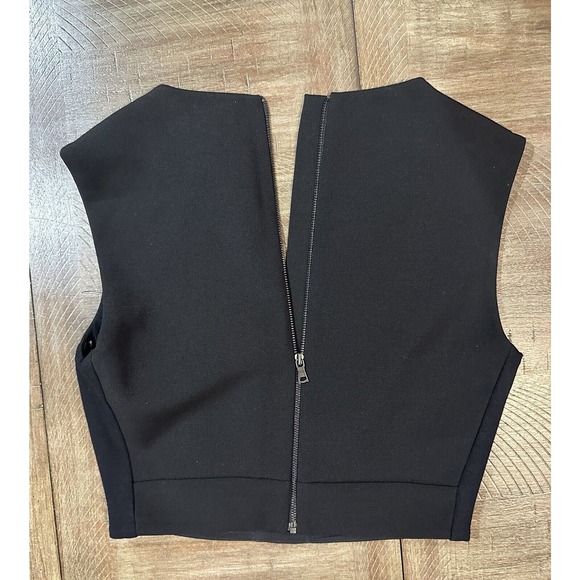 NWT BCBG MAXAZRIA Black Deep V-Neck Tank Crop Mesh Cutouts Womens Size XXS $198 - Picture 6 of 13